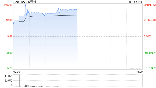 新股N强邦大涨1070% 触发临时停牌